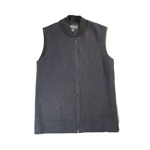 AWearness Kenneth Cole Slim Fit Black Merino Wool Full Zip Sweater Vest S
